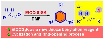 五邑大学李亦彪教授团队在黄原酸钾促进可逆羟醛缩合反应合成三取代苯衍生物研究取得最新进展
